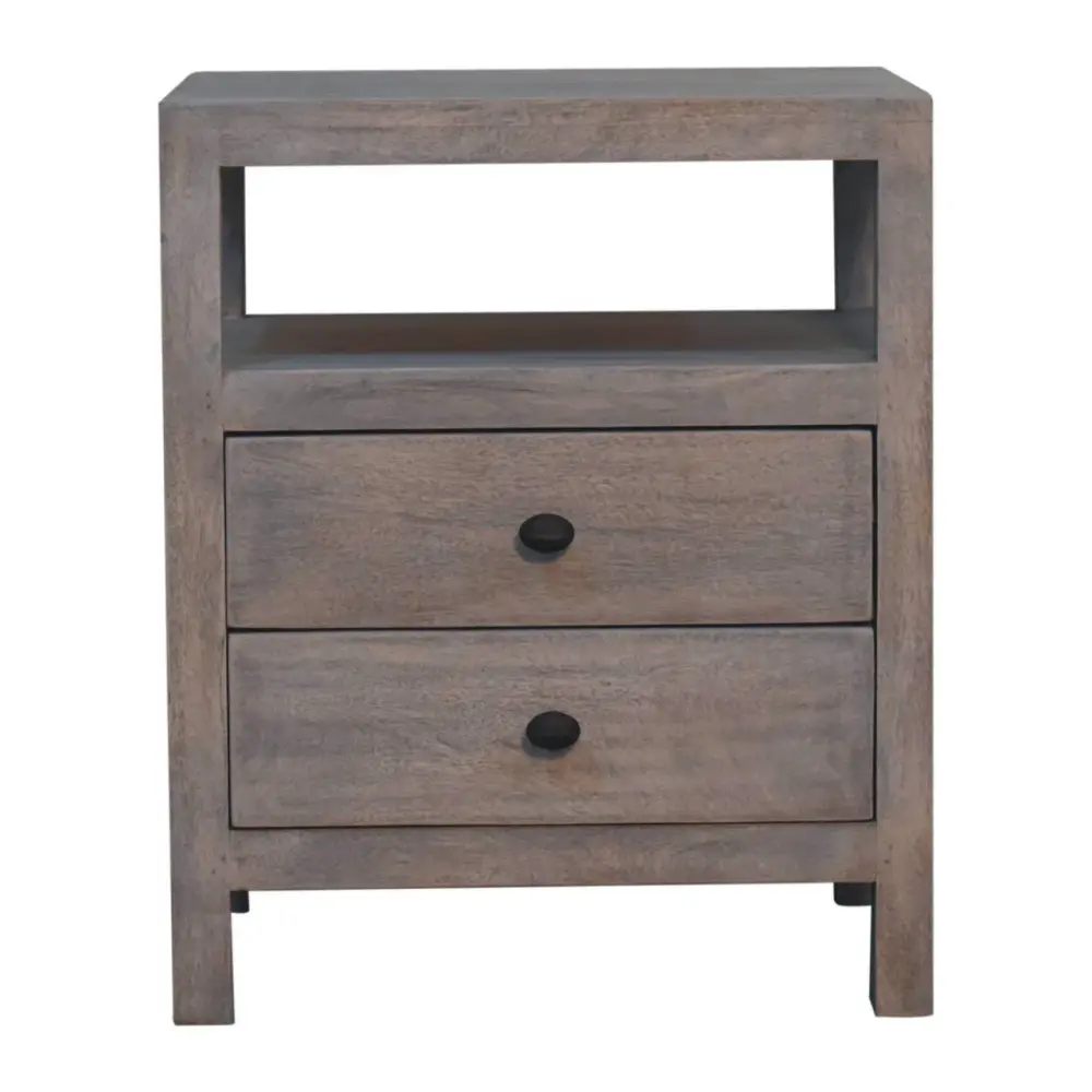 2 Drawer Open Bedside Table - Charcoal Ash