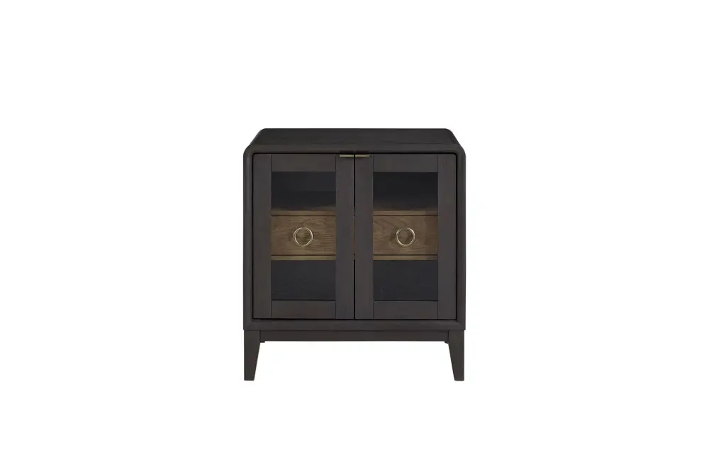 Glass Door Nightstand - Jet-black
