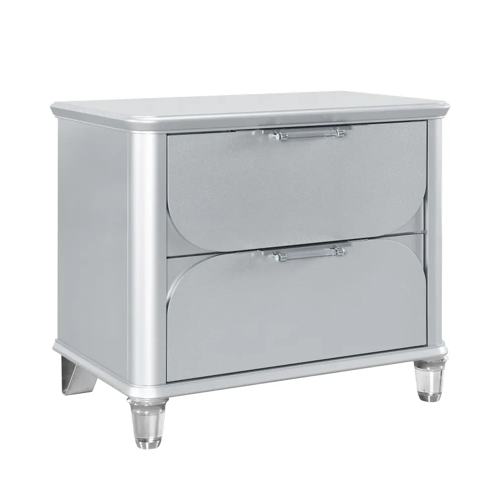 Laura - Nightstand Sleek Frame And Fronts - Chrome