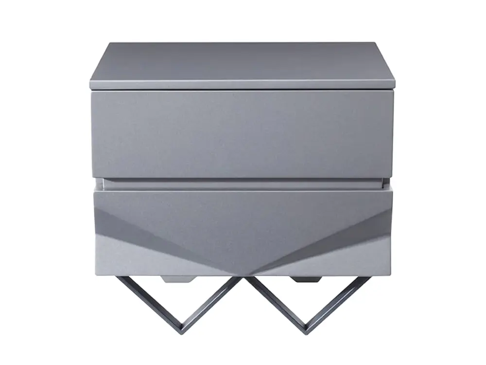 Modrest Duke Modern Grey & Black Gun Shiny metal Nightstand Sturdy Pine Wood