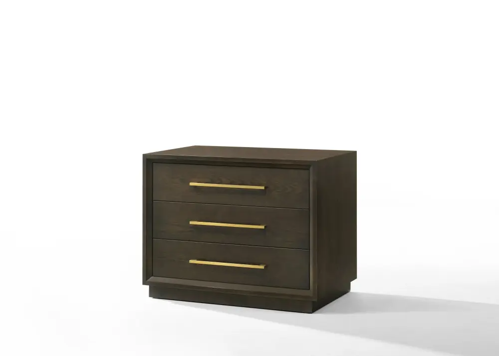 Modrest Manhattan - Contemporary Cocoa Oak and Gold Nightstand