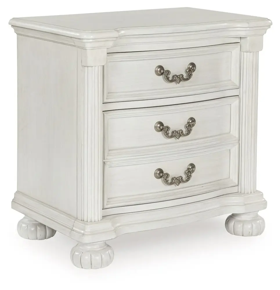 Montelaine - Three Drawer Night Stand - Antique Snow