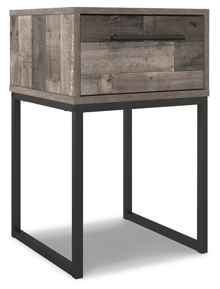 Neilsville - One Drawer Night Stand - Black / Slate