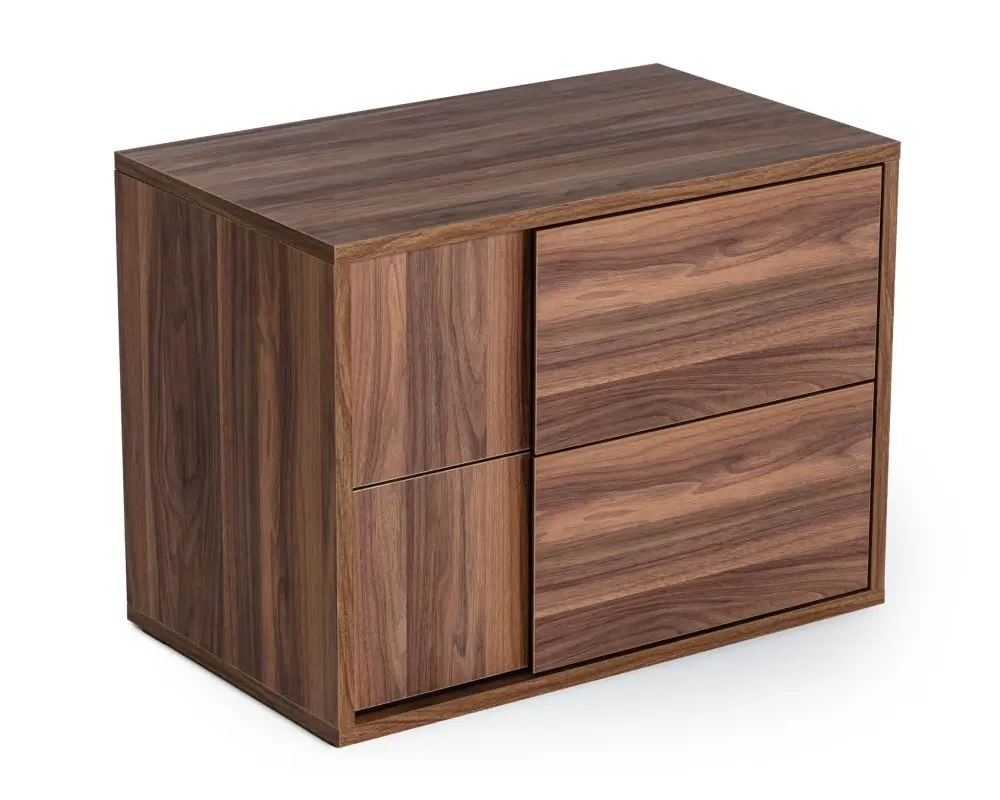 Nova Domus Asus - Italian Cutting-edge Walnut Nightstand Sturdy Pine Wood