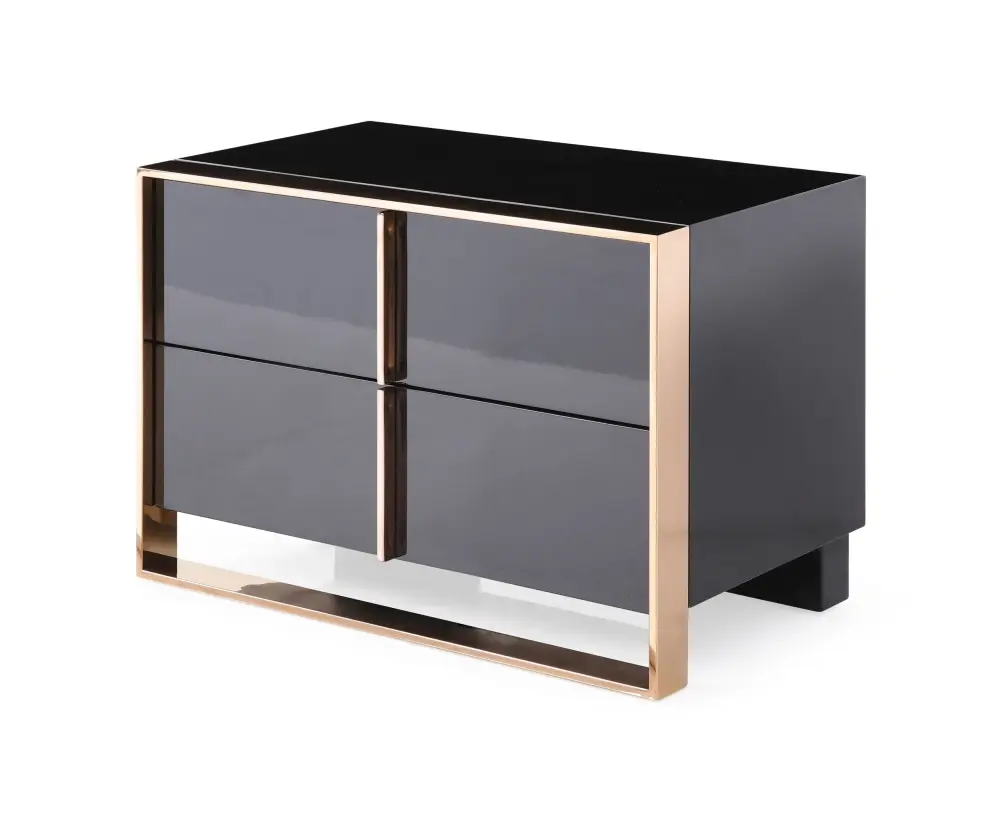 Nova Domus Cartier Modern Ebony & Rosegold Nightstand