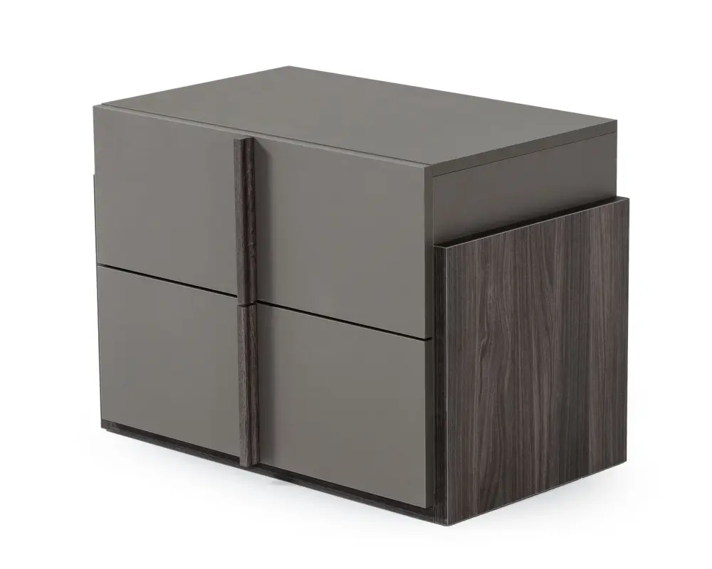Nova Domus Lucia - Italian Modern Elm and Dull Grey Nightstand 14 Inch Height