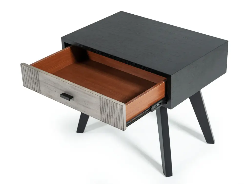 Nova Domus Panther Contemporary Grey & Onyx Nightstand