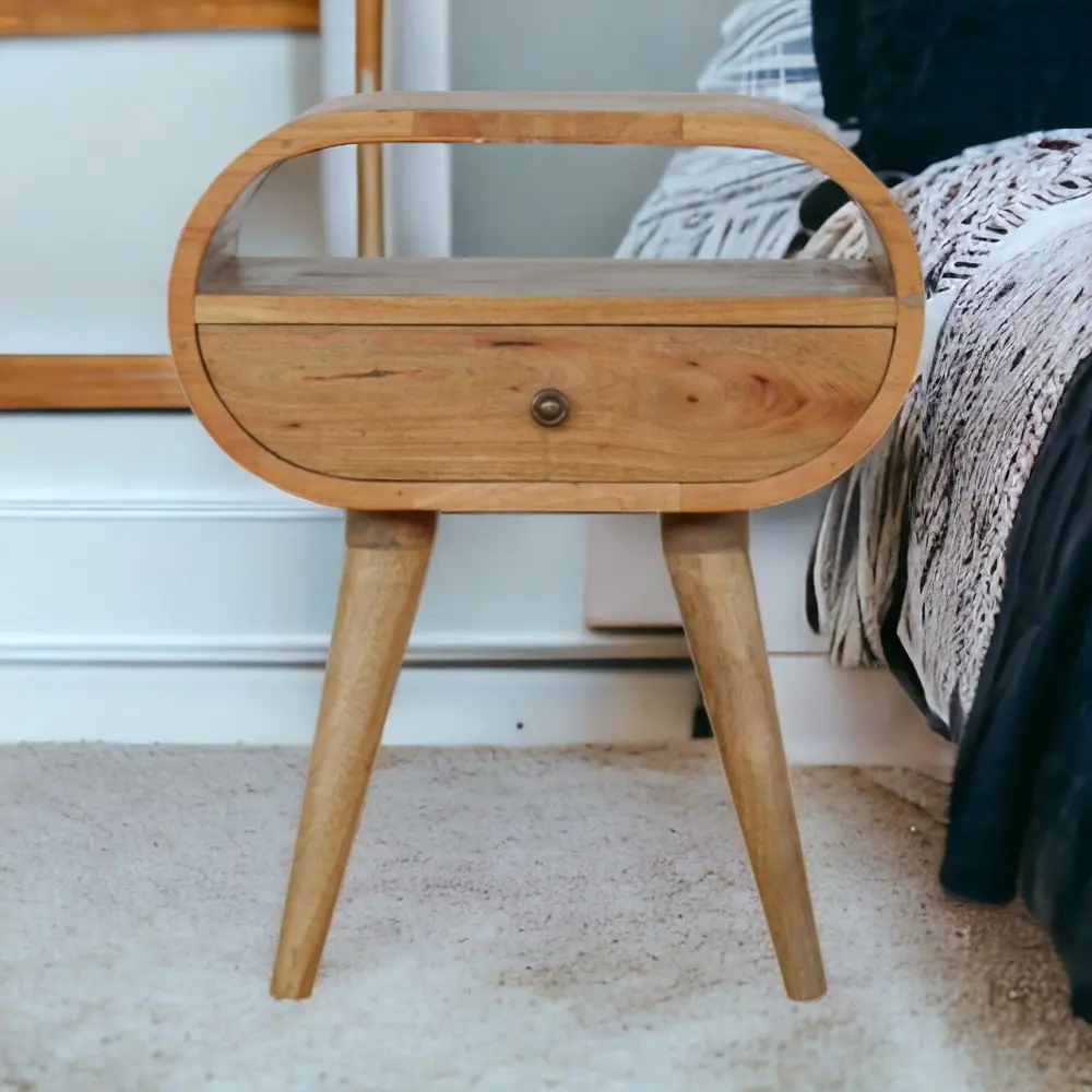 Premium Upholstered Circular Open Bedside Nightstand