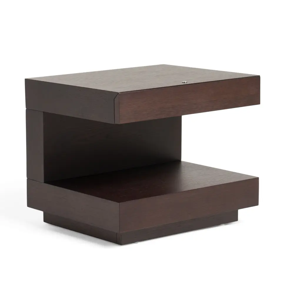 Premium Upholstered Modrest Esso Modern Cocoa Oak Nightstand