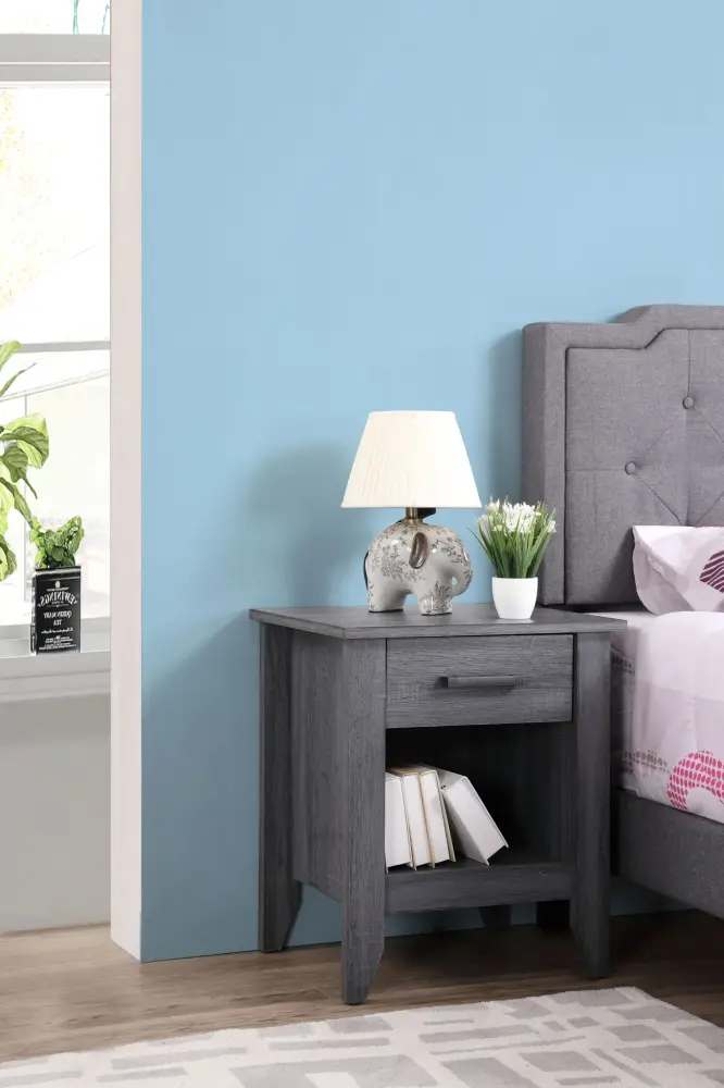 Roller Drawer Glides Nightstand No-Squeak Design