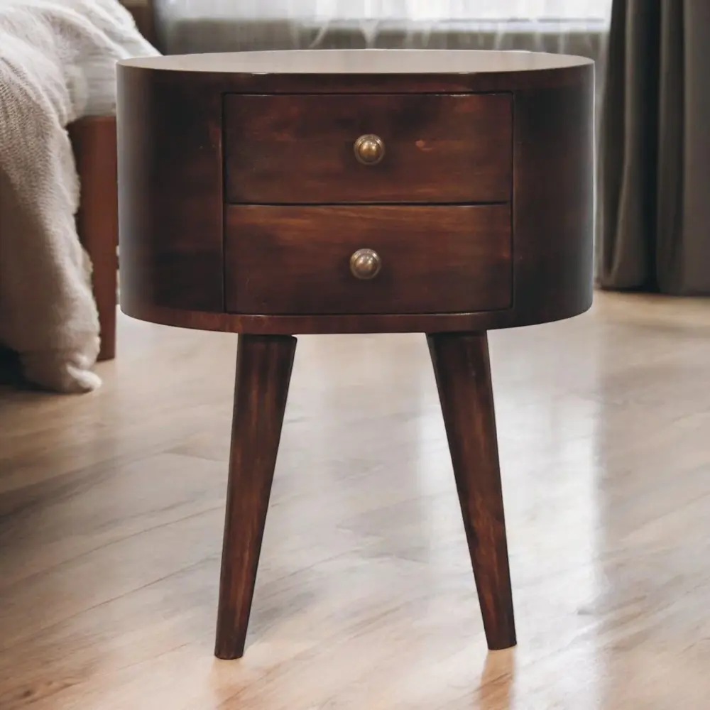 Rounded Bedside Table Master Bedroom
