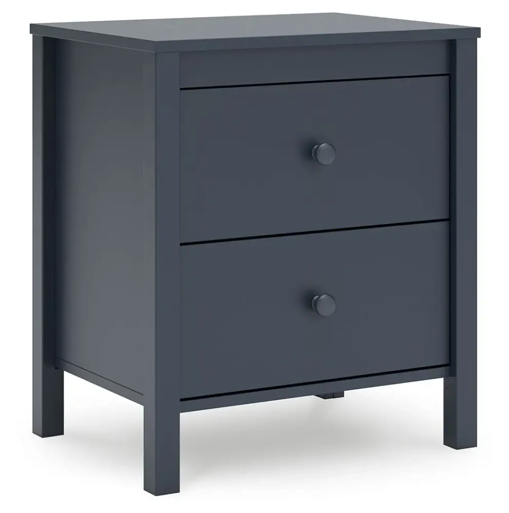 Simmenfort - Two Drawer Night Stand - Indigo Blue Sturdy Pine Wood
