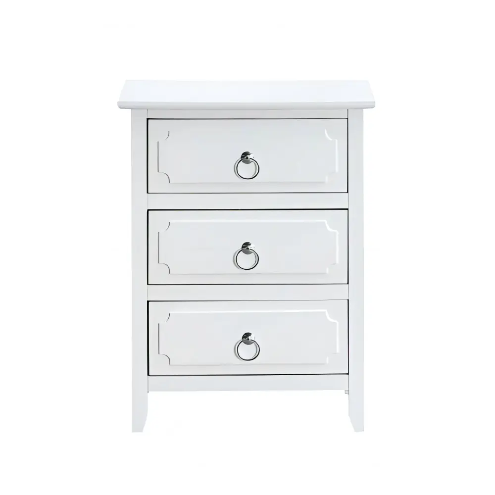 Slatted Headboard Daniel - 3 Drawer Nightstand - Alabaster