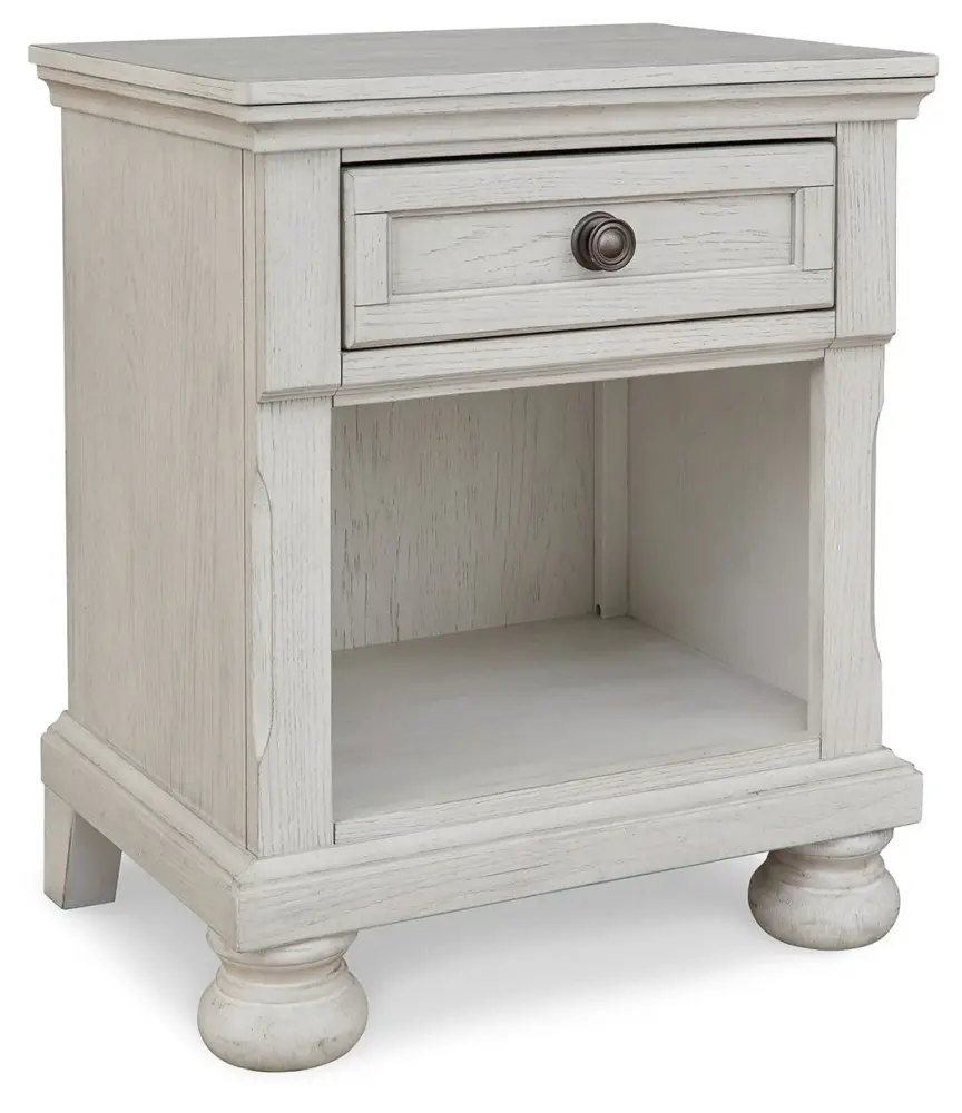 Slatted Headboard Robbinsdale - One Drawer Night Stand - Antique Alabaster