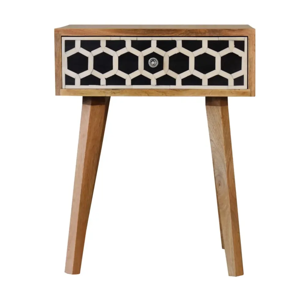 Solid Wood Inlay Bone Inlay Drawer Nightstand