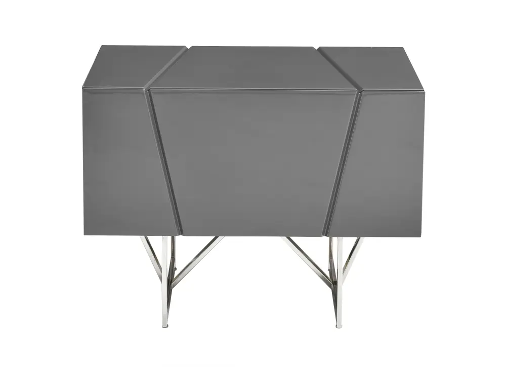 Solid Wood Nightstand Modrest Chrysler Sleek Grey Nightstand