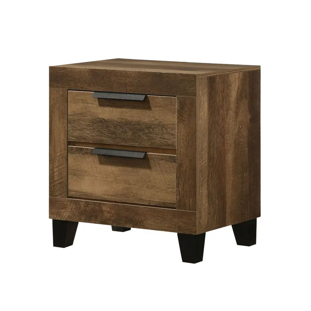 Solid Wood Nightstand Morales - Rustic Nightstand - Oak