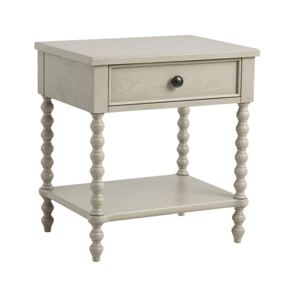 Solid Wood Nightstand Traditional Robust Nightstand Table Drawer And Shelf