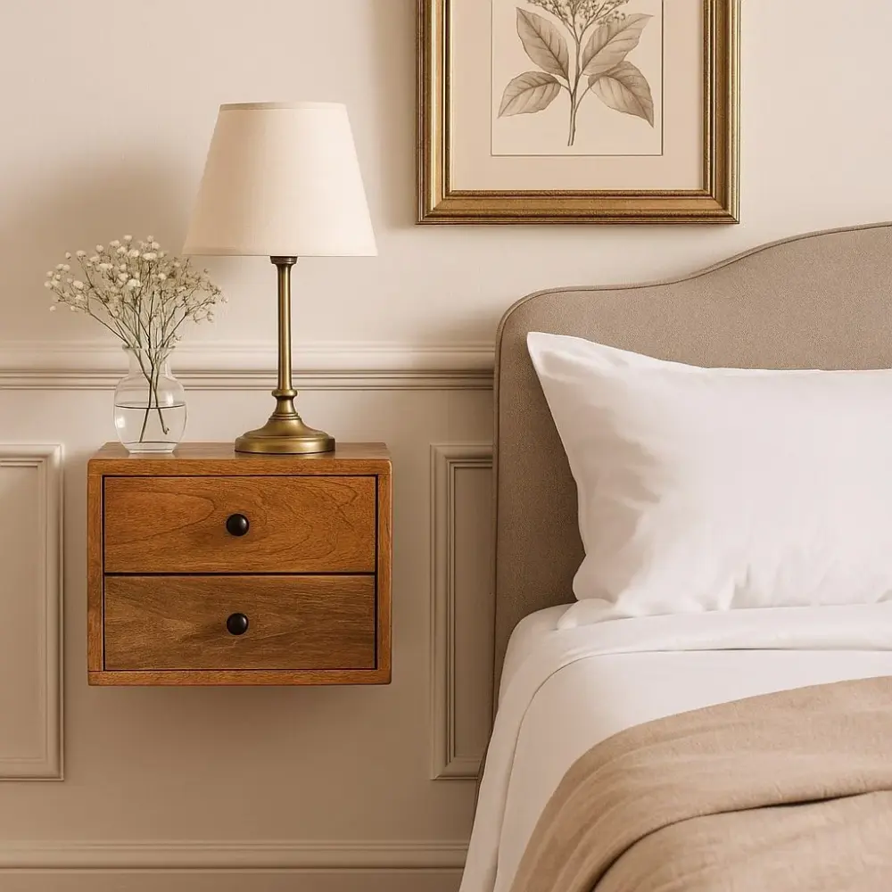 Solis - 1 Drawer Wall Mounted Nightstand USB Charging Station