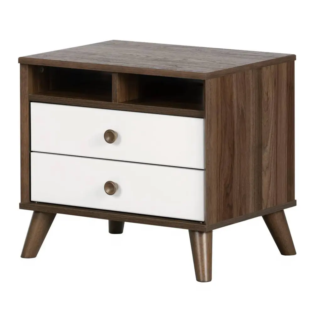 Yodi Nightstand - Untreated Walnut / White King Size