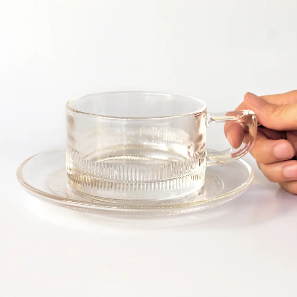 Glass Coffee Cup and Saucer