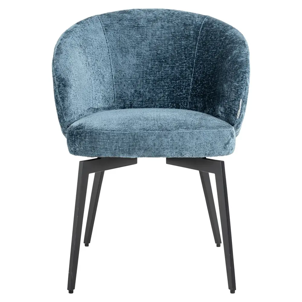 Amphara Chenille Chair - Navy | Outlet Walnut Finish