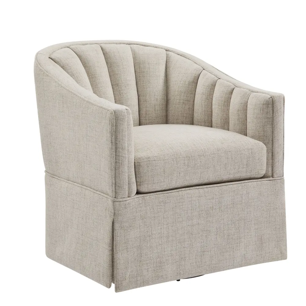 Solitude - Skirted Pivot Accent Chair Hemp Like