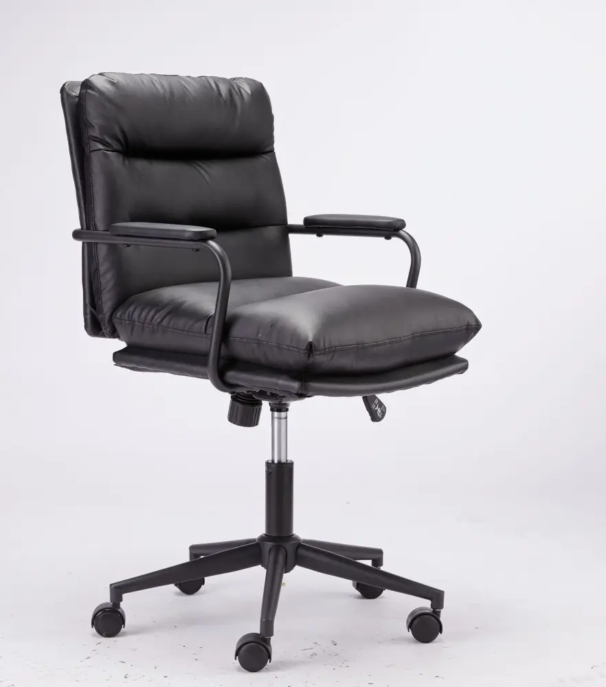 Wall Mounted Office Chair Mid Back Desk Chair Modern Excutive Office Chair Arms And Wheels Home Office - Jet-black