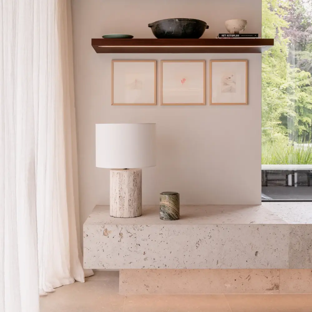 Table lamp - Auch - Travertine - Wit - H54.5 cm
