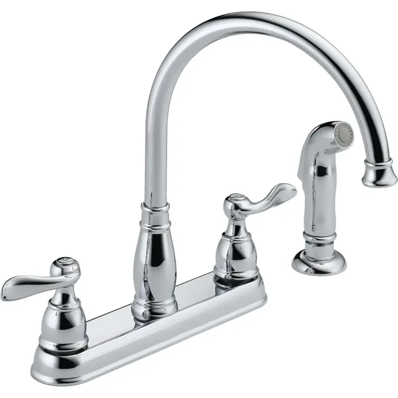 Delta Windemere Series 21996LF Kitchen Faucet Side Sprayer, 1.8 gpm, 2-Handle, Acrylic, Chrome Plated, Deck