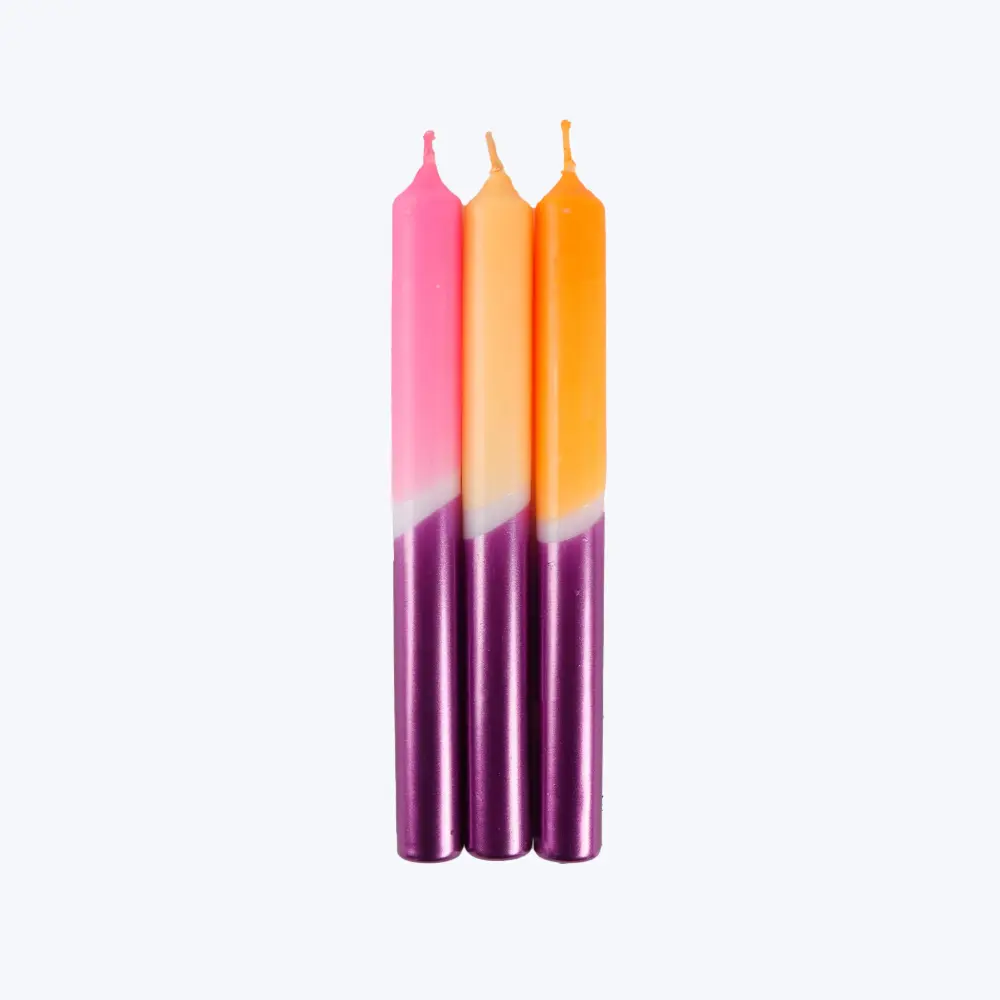Dip Dye Reflective Taper Candle Set, Silicium