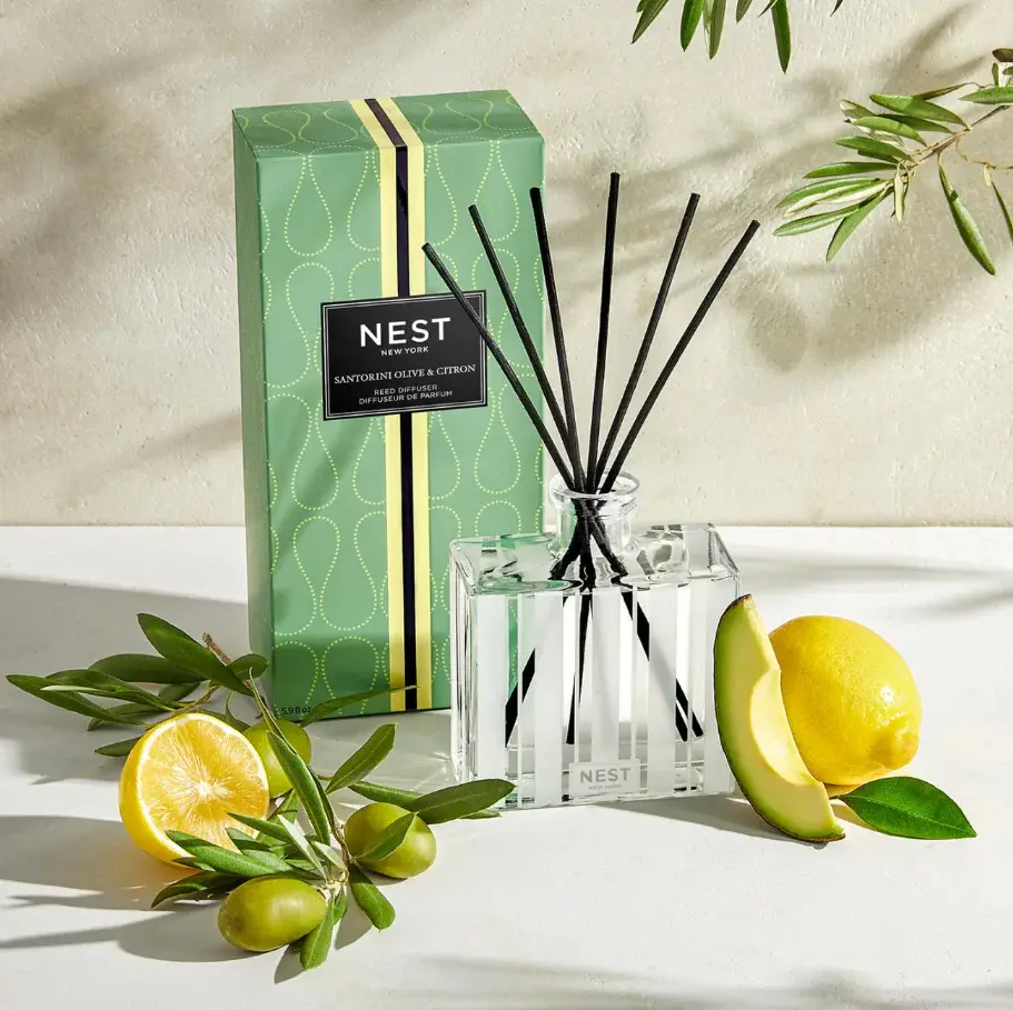 NEST Santorini Olive & Citron Reed Diffuser | Long Lasting Fragrance