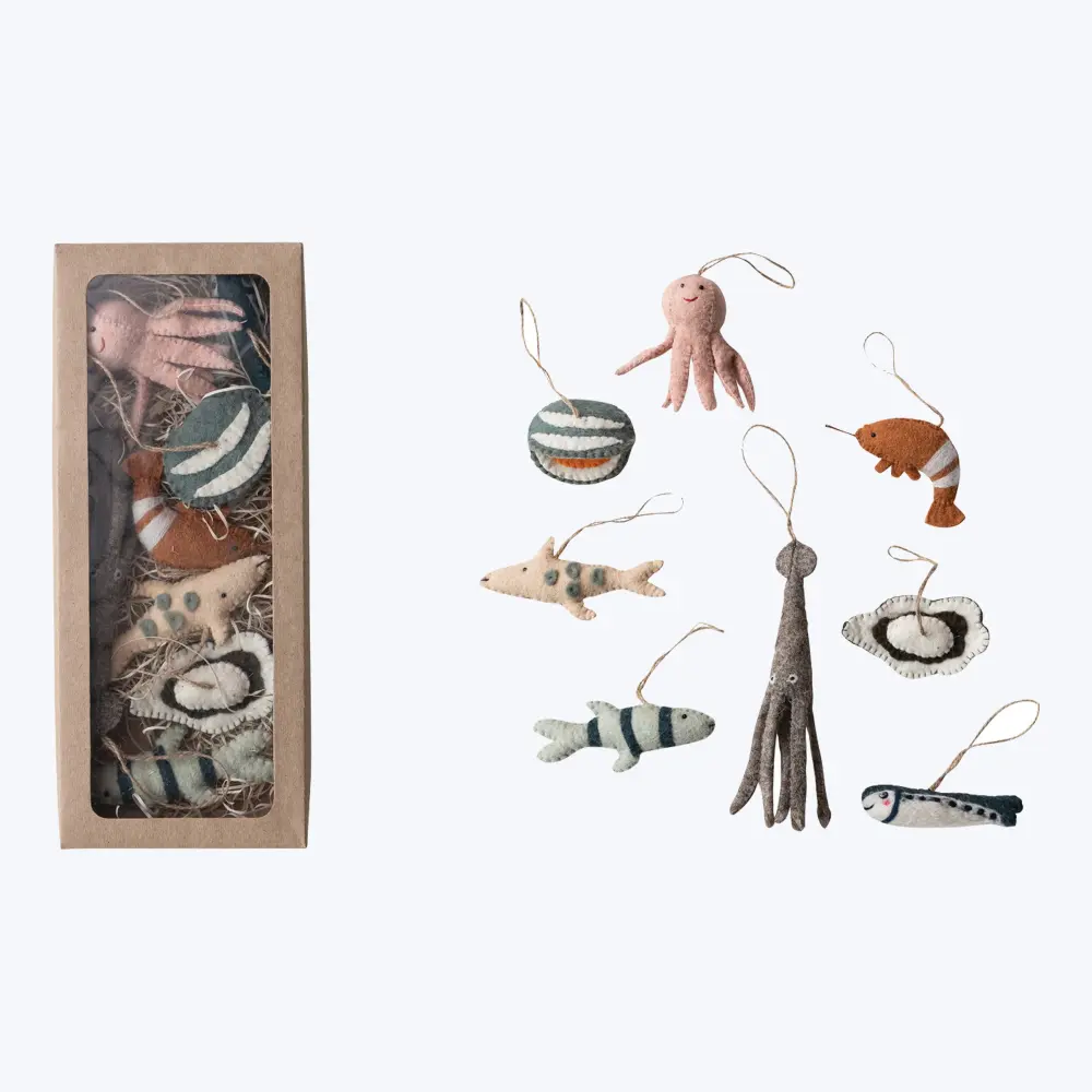 Artisanal Wool Felt Sea Animal Ornaments Rust Proof