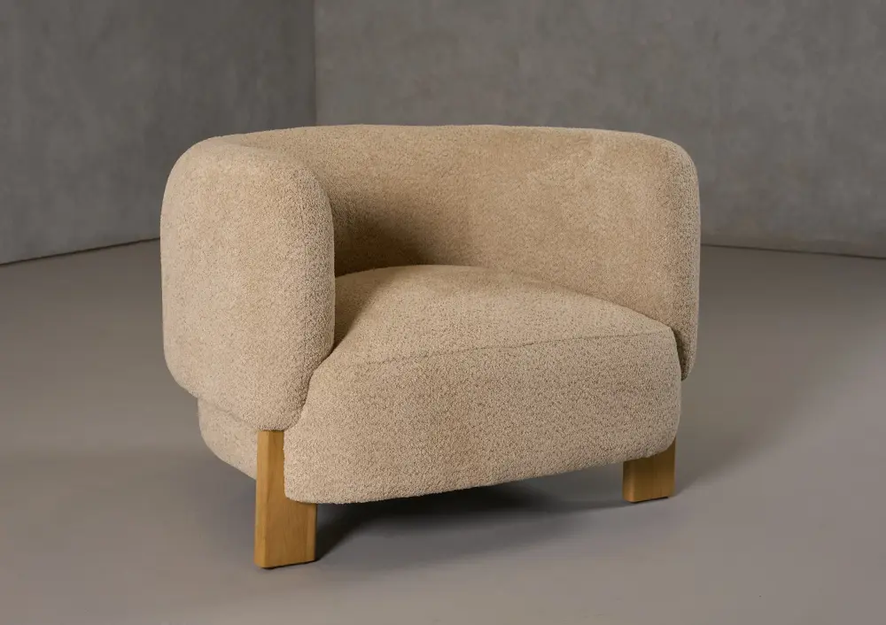 Divani Casa Optima - Mid-Century Sleek Taupe Fabric Accent Chair Compact Size