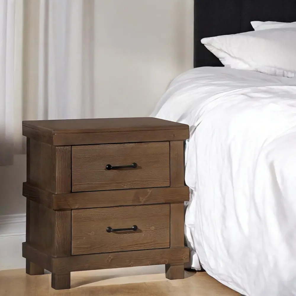 Glass Top Adams - Antique Nightstand - Oak