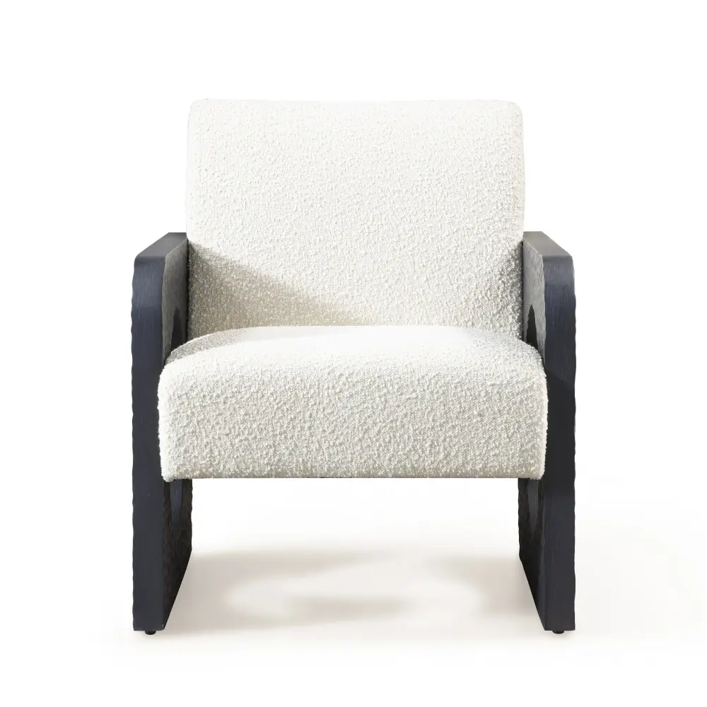 Glass Top Modrest Midland - Modern Off Alabaster Fabric + Black Oak Accent Chair