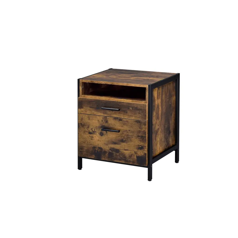 Juvanth - Rustic Nightstand - Oak Walnut Finish