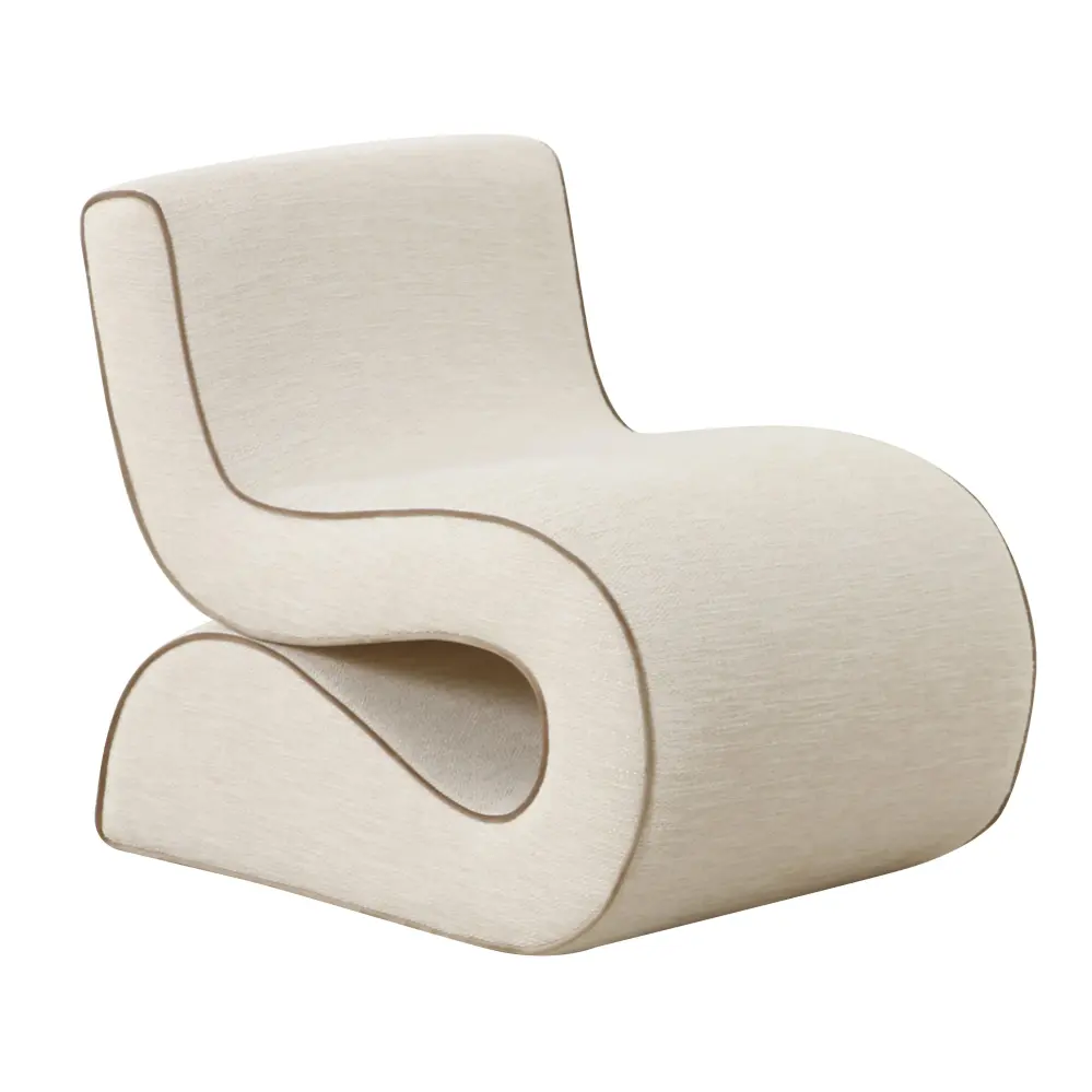 Mid-Century Modern Senna Cream Basketweave Accent Chair - UK