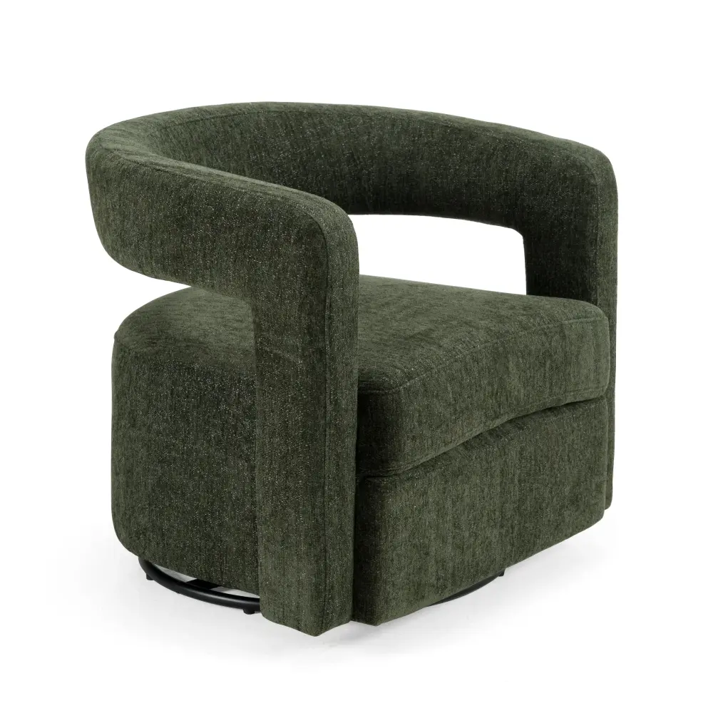 Modrest Ryan - Modern Olive Green Fabric Revolve Accent Chair Easy Assembly