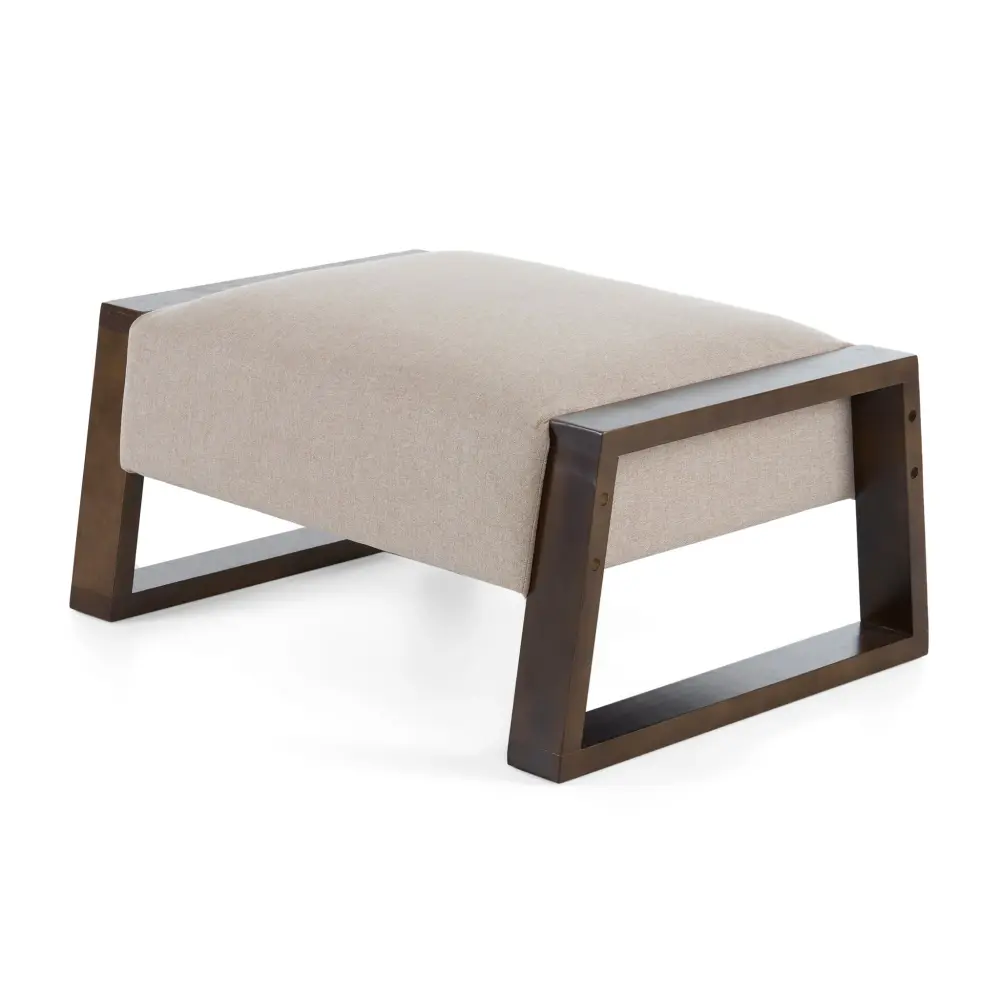 Sleek And Stylish Ottoman Polyester Rubberwood Legs - Beige