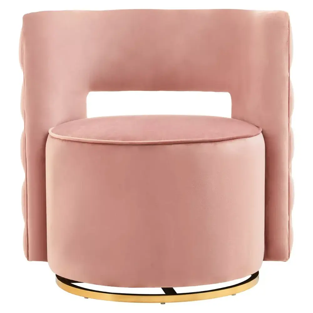 Yasmeen Velour Swivel Chair - Pink Storage Shelf