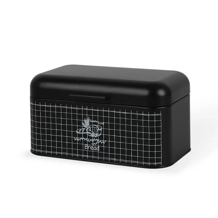 Bread Bin Box Container Stainless Steel Lid All-metal Roll Bun Storage