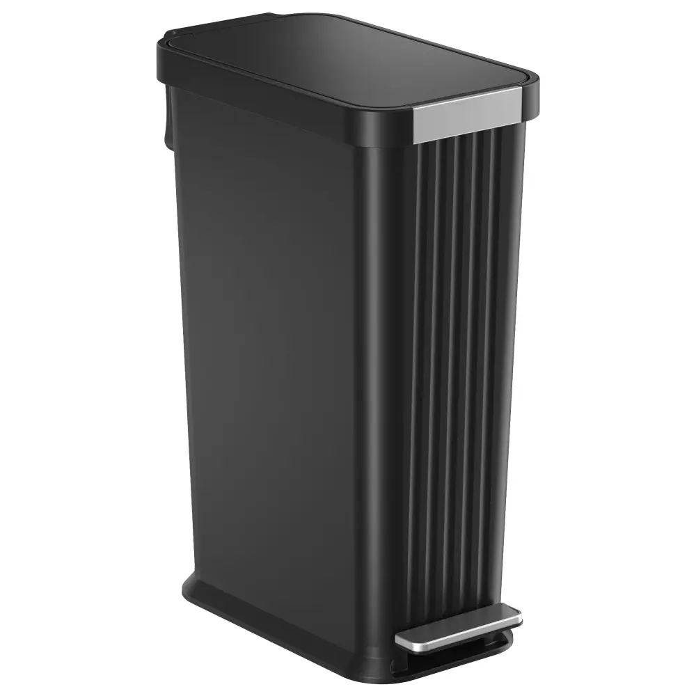 50 Liter / 13.2 Gallon SoftStep Elongated Step Pedal Kitchen Trash Can AbsorbX Odor Filter (Black Polycarbonate Carbon Filter