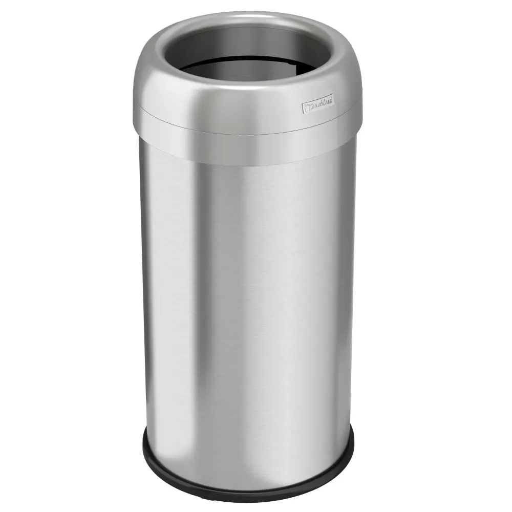 61 Liter / 16 Gallon Round Open Top Stainless Hardened Kitchen Trash Can Dual AbsorbX Odor Filters
