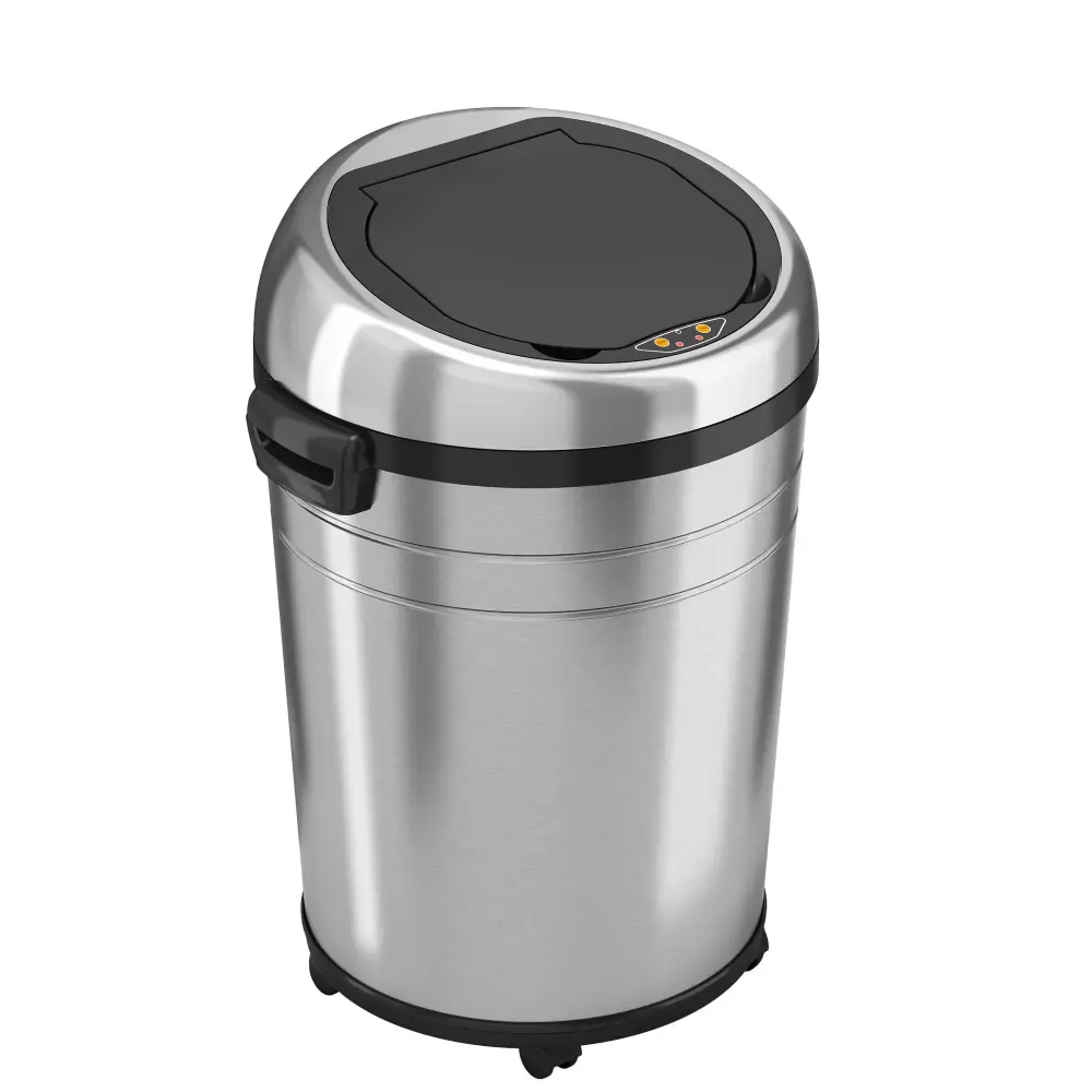 68 Liter / 18 Gallon Stainless Reinforced Round Sensor Kitchen Trash Can Wheels and AbsorbX Odor Filter Carbon Filter
