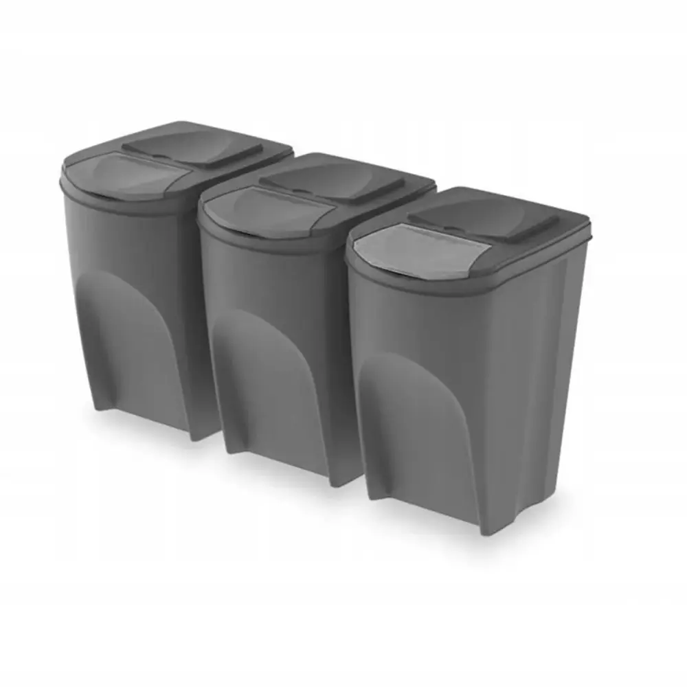 Sortibox 3x35L Grey Recycling Bin Adjust – Efficient Waste Sorting Solution