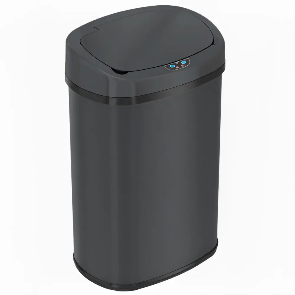 Touchless Automatic 50 Liter / 13 Gallon Oval Gunmetal Slate Stainless Steel Sensor Kitchen Trash Can AbsorbX Odor Filter