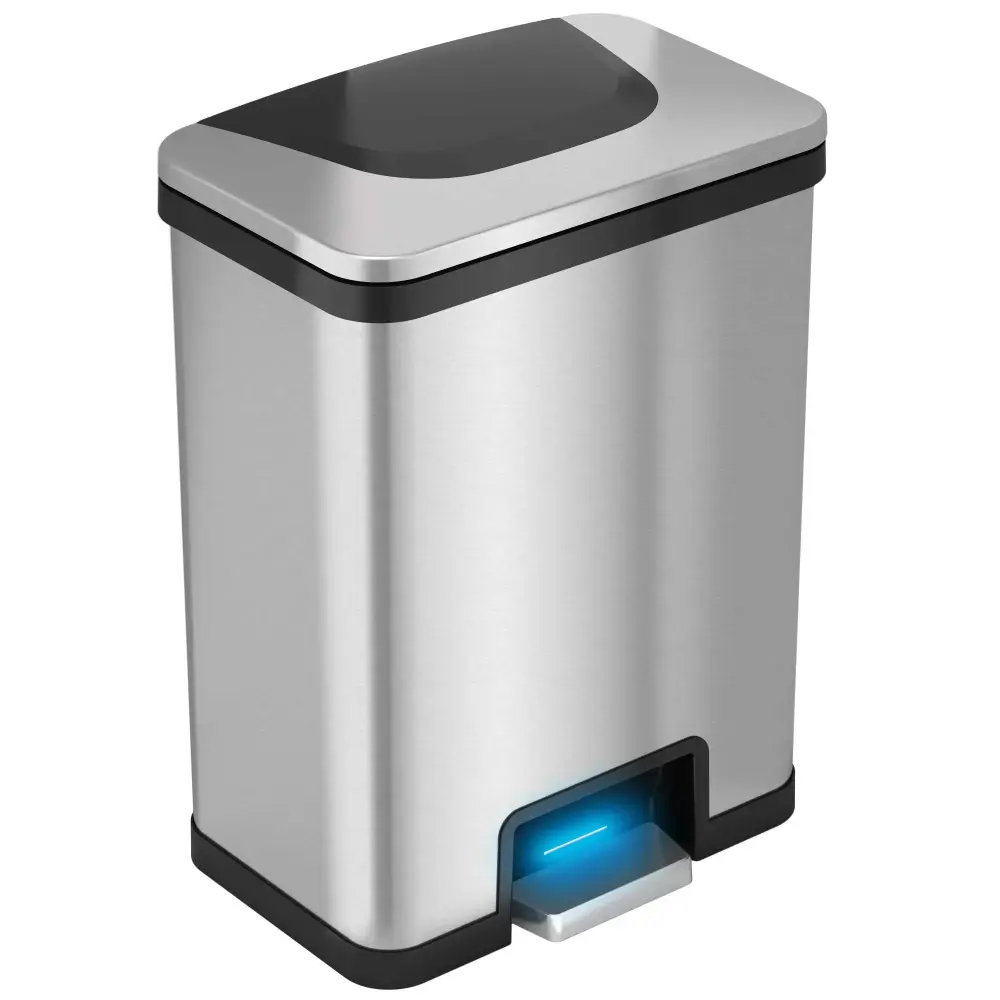 Heavy-Duty Commercial 50 Liter / 13 Gallon AutoStep Stainless Steel Sensor Kitchen Trash Can AbsorbX Odor Filter onyx Trim)