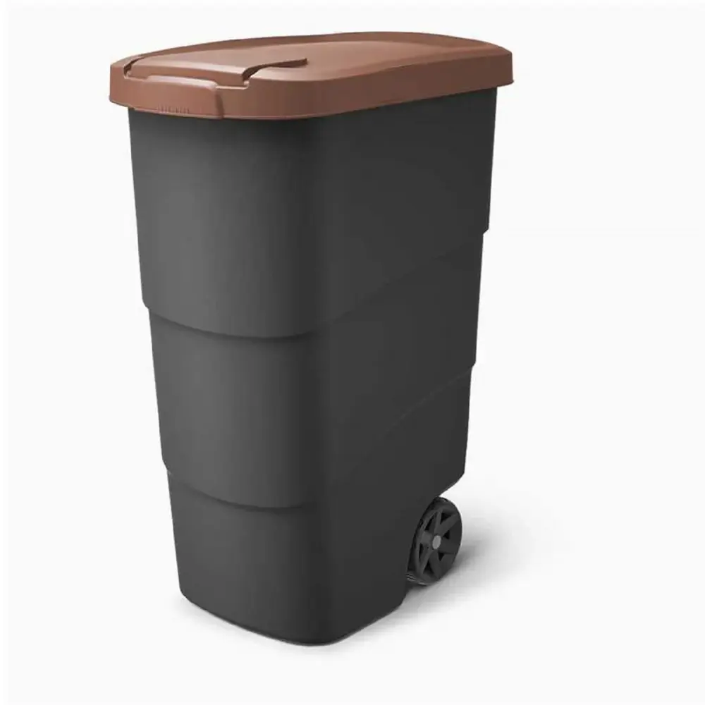 Wheeler 90L Wheelie Bin Trash Can Wheels And Lid Trash Can Large Trash Can Versatile Trash Can Plastic Brown