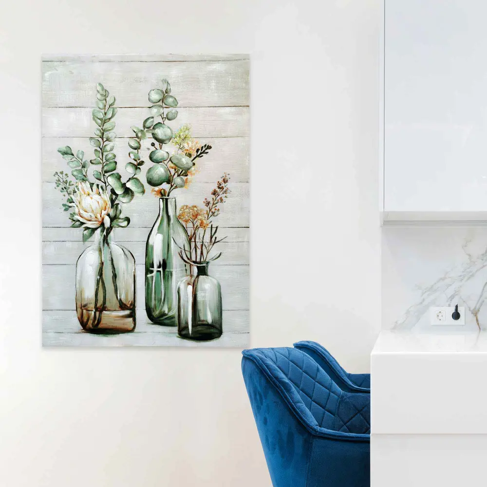 Canvas Print Oil Painting on Sailcloth, Glass Vases (31-1/2'' x 47-1/4'')